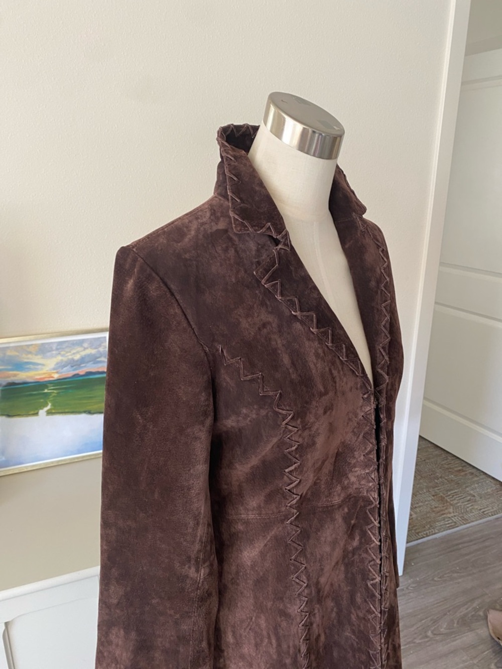 Vintage Y2K Saguaro Whipstitch Leather Coat - Picture 5 of 15